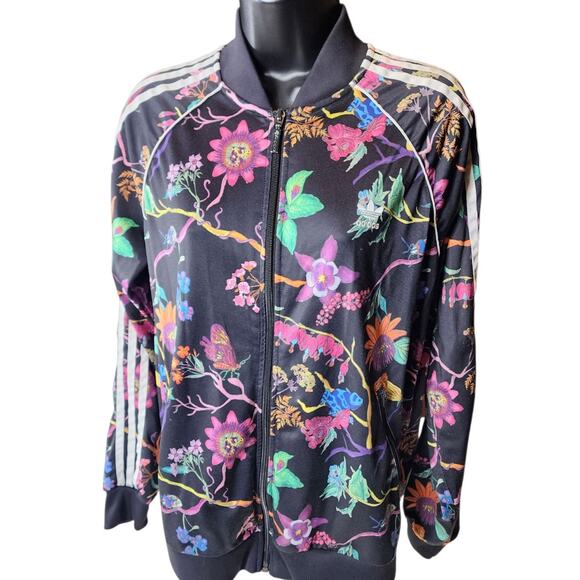 Adidas Originals Track Jacket Large Poisonous Garden Floral Zip Retro Streetwear - Picture 1 of 16